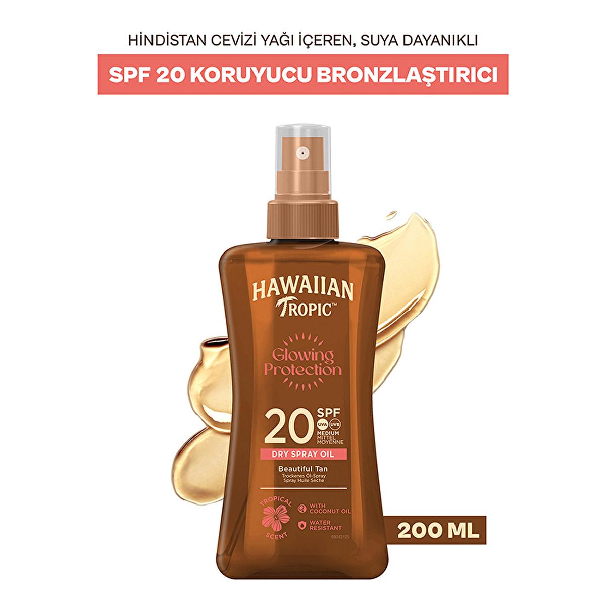 Hawaiian Tropic Glowing Protection SPF 20 Dry Spray Oil bronzer bottle, 200 ml on Tampa Home & Garden Store