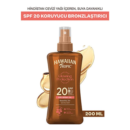 Hawaiian Tropic Glowing Protection SPF 20 Dry Spray Oil bronzer bottle, 200 ml on Tampa Home & Garden Store