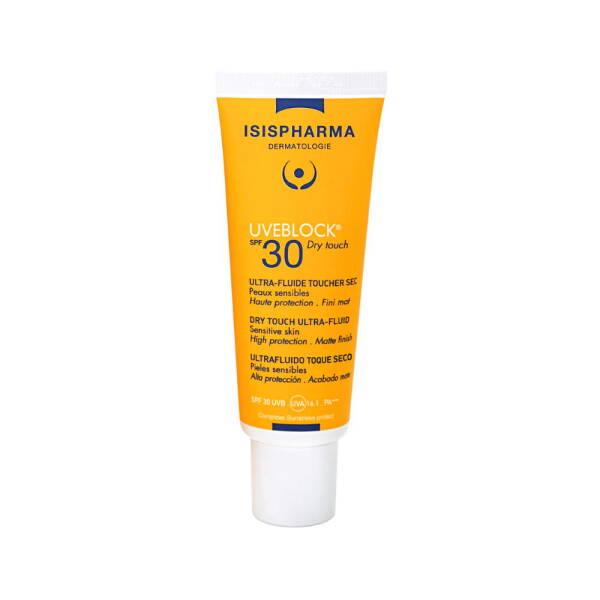 Isispharma Uveblock SPF30 dry touch sunscreen tube in orange with white cap for oily skin on Tampa Home & Garden Store