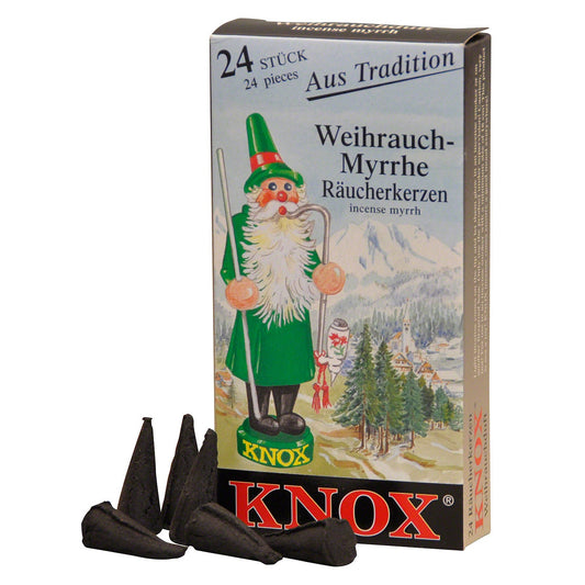 Cônes d'encens parfumés allemands Knox (paquet de 24) - Myrrhe