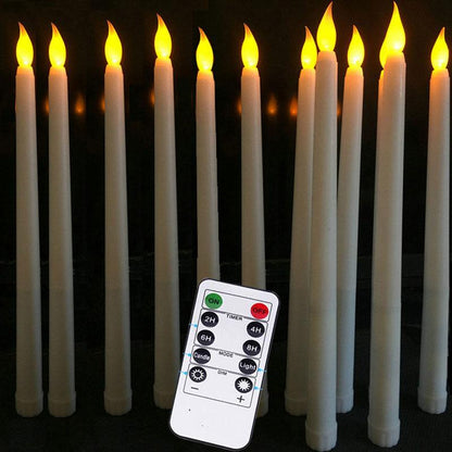 Stevvex 12-pack flameless ivory taper candles with remote control and warm flicker LEDs on Tampa Home & Garden Store