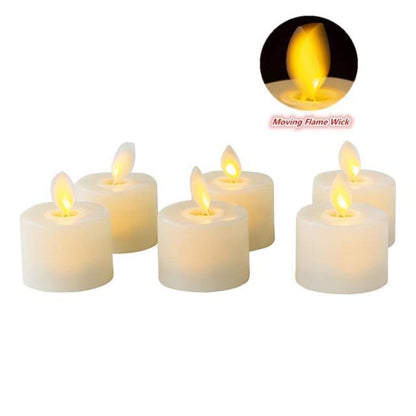 Stevvex flameless LED tea lights with moving flame wick, set of five warm white candles on Tampa Home & Garden Store