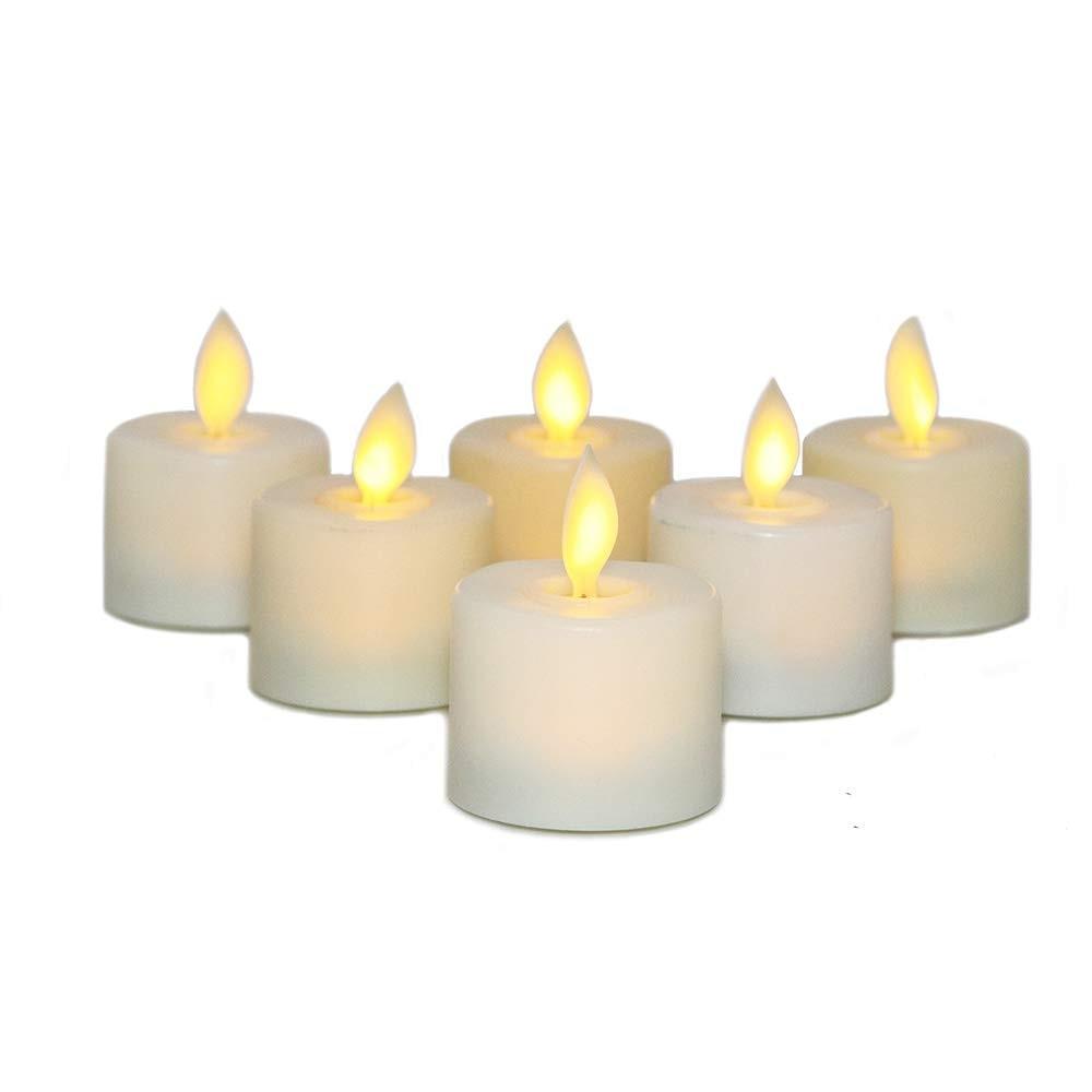 Flameless LED tea lights, 6pc battery candles with warm flicker on Tampa Home & Garden Store