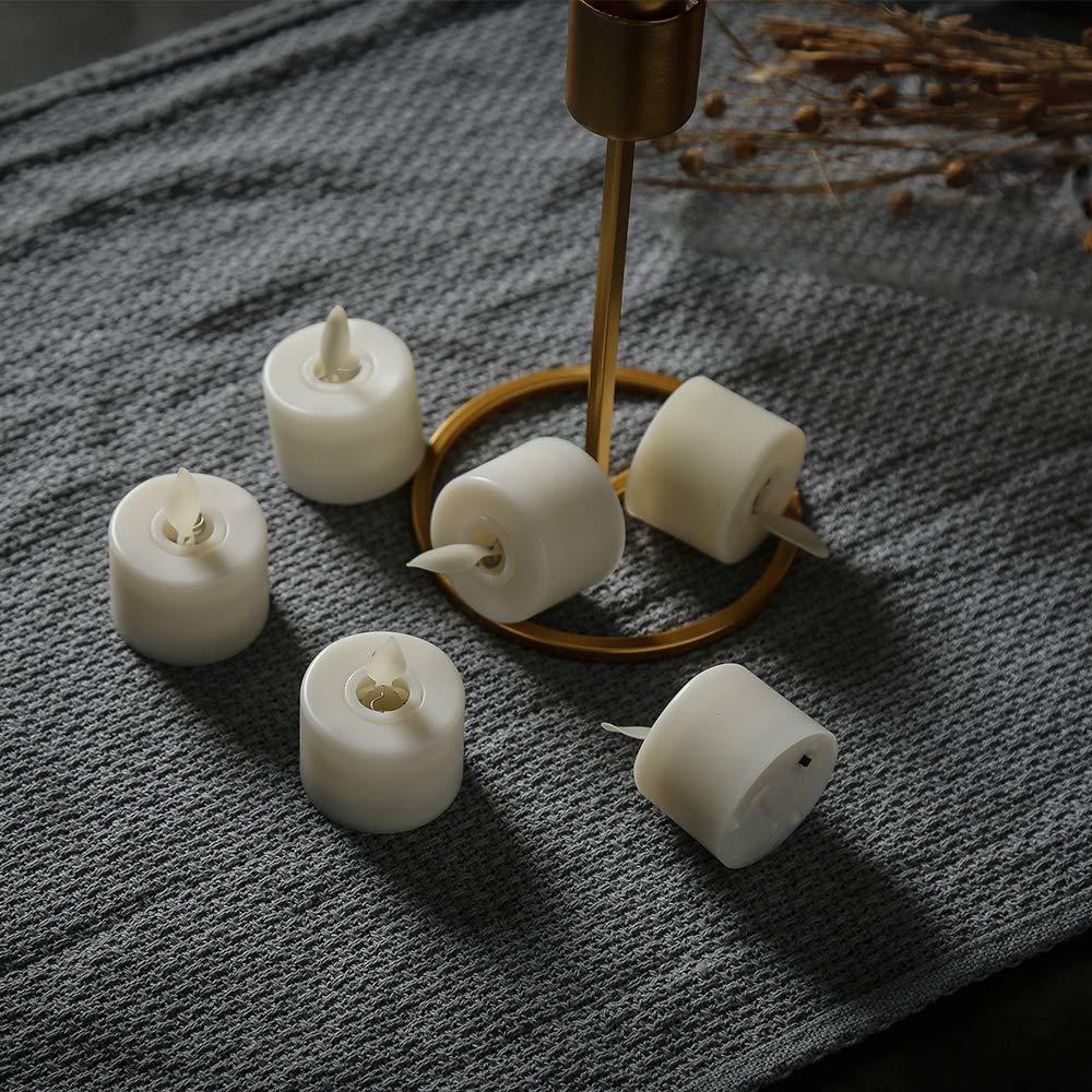 Stevvex flameless LED tea lights set of 6 or 12 with realistic flicker white cups on Tampa Home & Garden Store