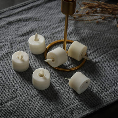Stevvex flameless LED tea lights set of 6 or 12 with realistic flicker white cups on Tampa Home & Garden Store