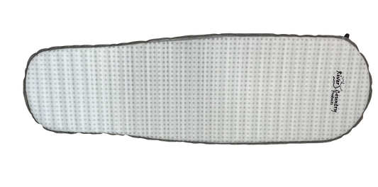 Self-Inflating Sleeping Pad by River Country Gear, white with grey dotted top and grey edge on Tampa Home & Garden Store