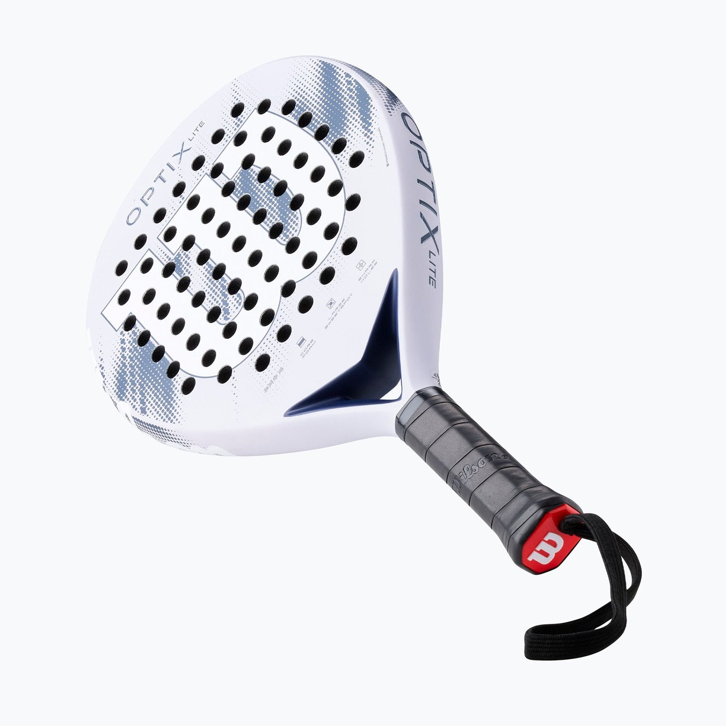 Wilson Optix V2 Lite Lilac 2026 padel racket face with lilac accents and perforations on Tampa Home & Garden Store