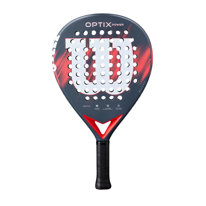 Padel racket Wilson Optix Power V2 in red and dark gray with perforated face on Tampa Home & Garden Store