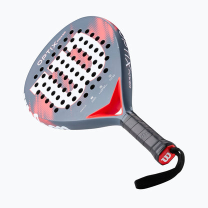 Wilson Optix V2 Power Red 2026 padel racket head grey with red accents and perforated face on Tampa Home & Garden Store
