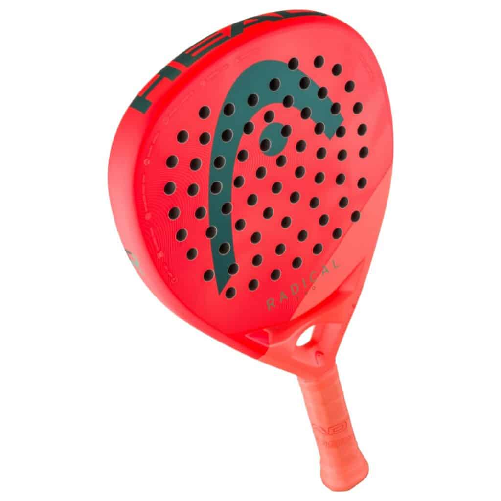 Head Padel Racket Radical Pro 2026 red perforated face with green logo HEAD branding visible on Tampa Home & Garden Store