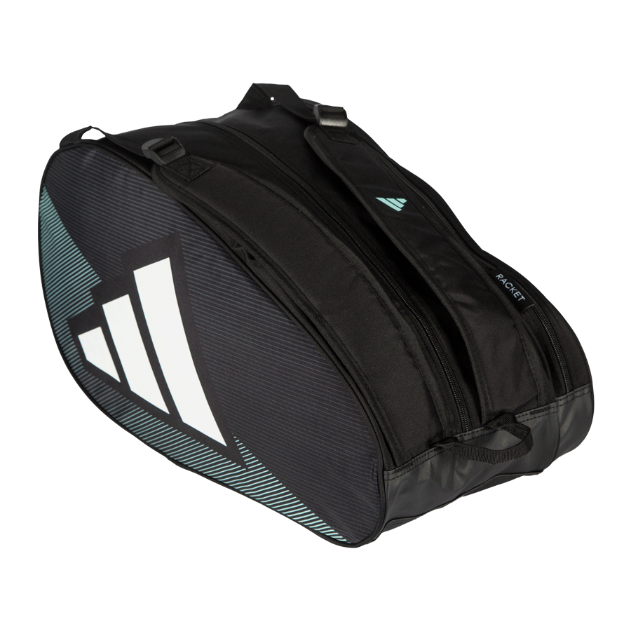 Adidas Padel Racket Bag Control 26 black with teal logo, dual-zip bag on Tampa Home & Garden Store