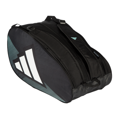 Adidas Padel Racket Bag Control 26 black with teal logo, dual-zip bag on Tampa Home & Garden Store