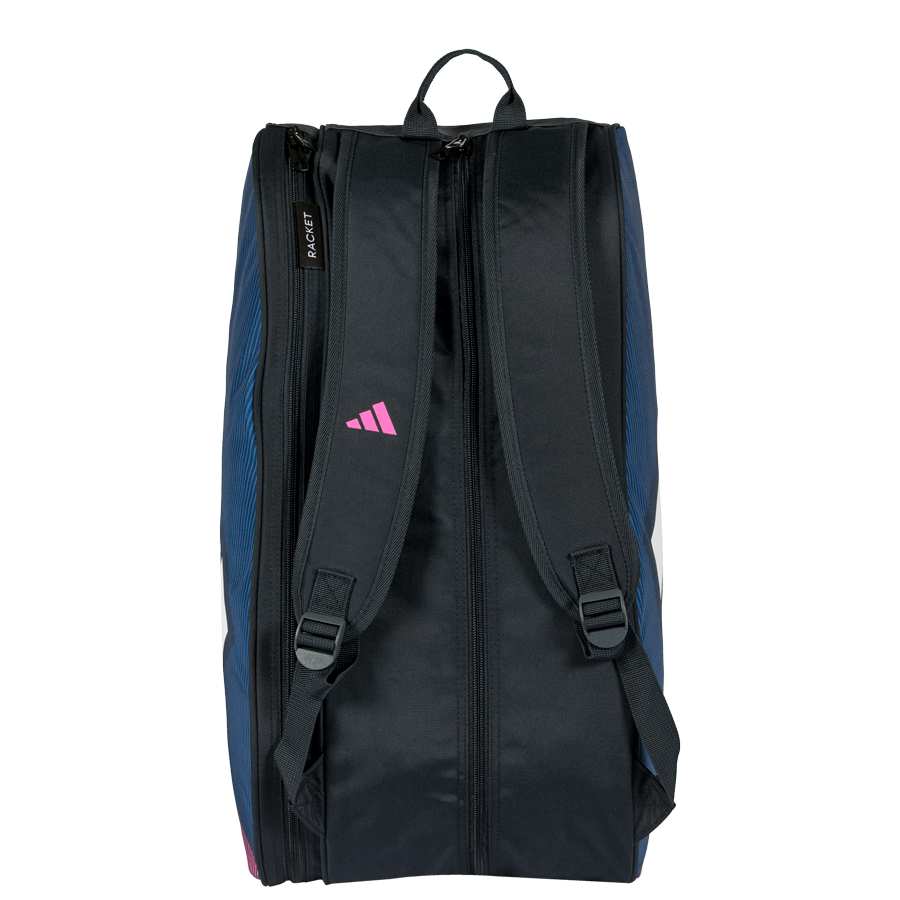 Adidas Padel Racket Bag Control 26 black bag with blue sides and pink logo straps on Tampa Home & Garden Store