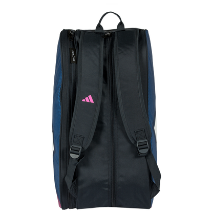 Adidas Padel Racket Bag Control 26 black bag with blue sides and pink logo straps on Tampa Home & Garden Store