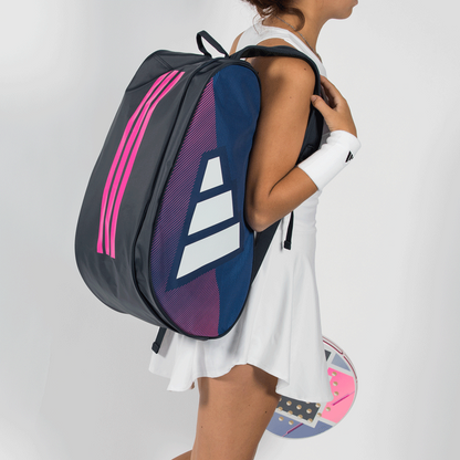 Adidas Padel Racket Bag Control 26 navy backpack with pink stripes white logo and paddle visible on Tampa Home & Garden Store