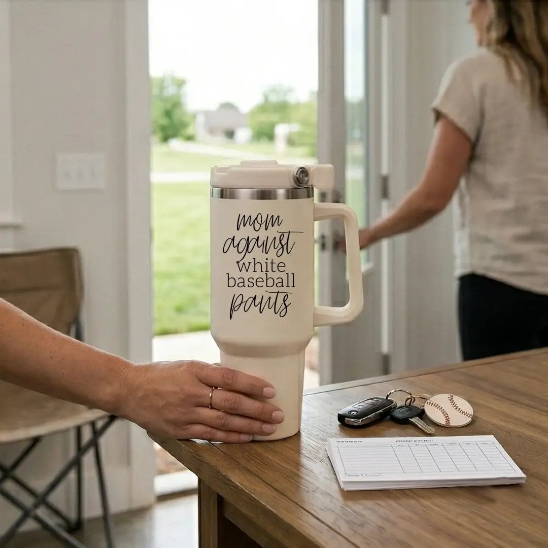 Mom Against White Baseball Pants Tumbler