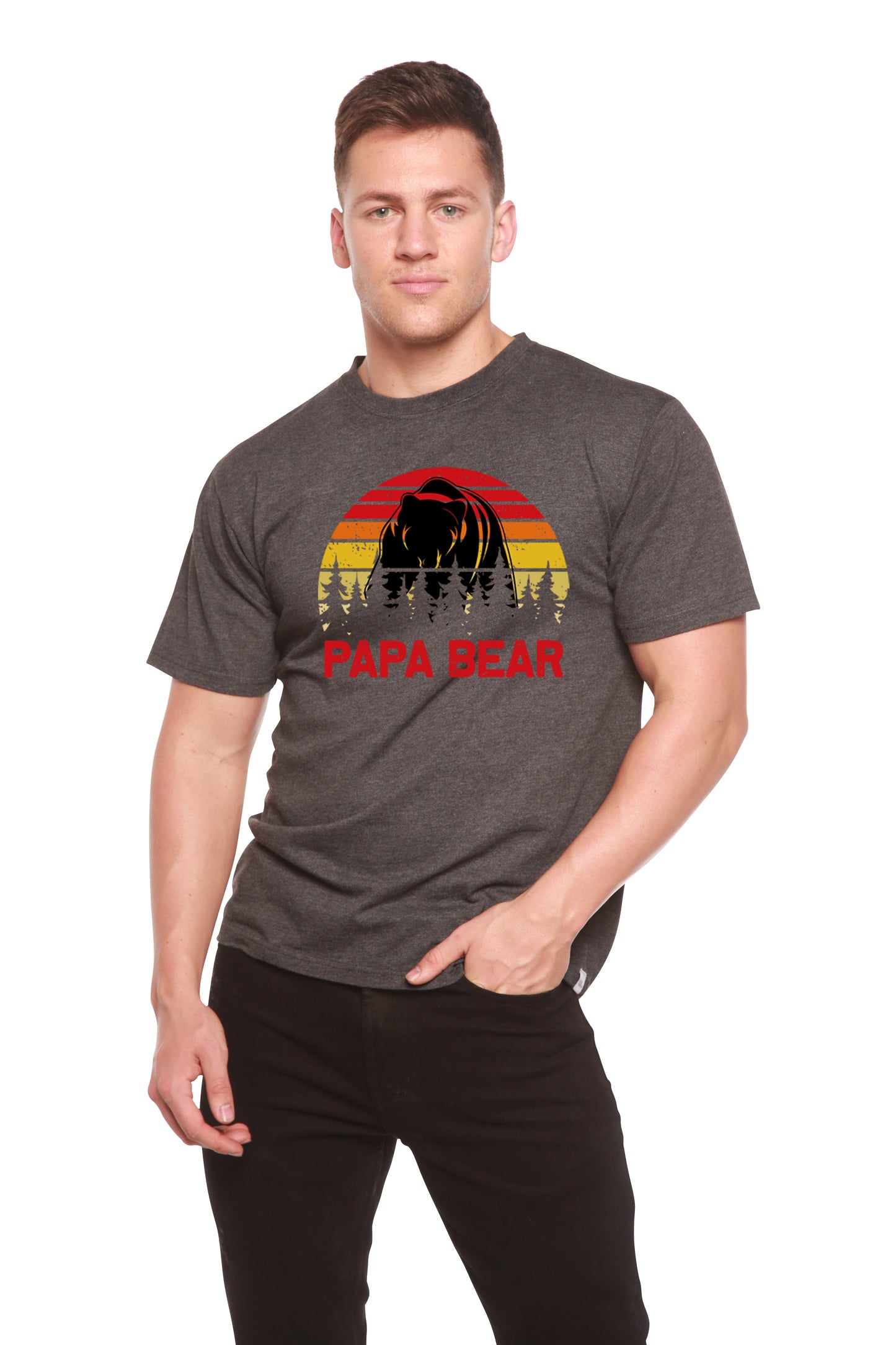 Papa Bear bamboo viscose cotton graphic tee dark heather gray bear Spun Bamboo on Tampa Home & Garden Store