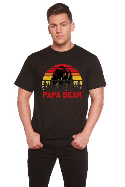 Papa Bear graphic tee, black, bamboo viscose/organic cotton by Spun Bamboo with sunset bear on Tampa Home & Garden Store