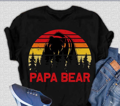 Papa Bear men's bamboo viscose organic cotton graphic T-shirt in black with bear silhouette on Tampa Home & Garden Store