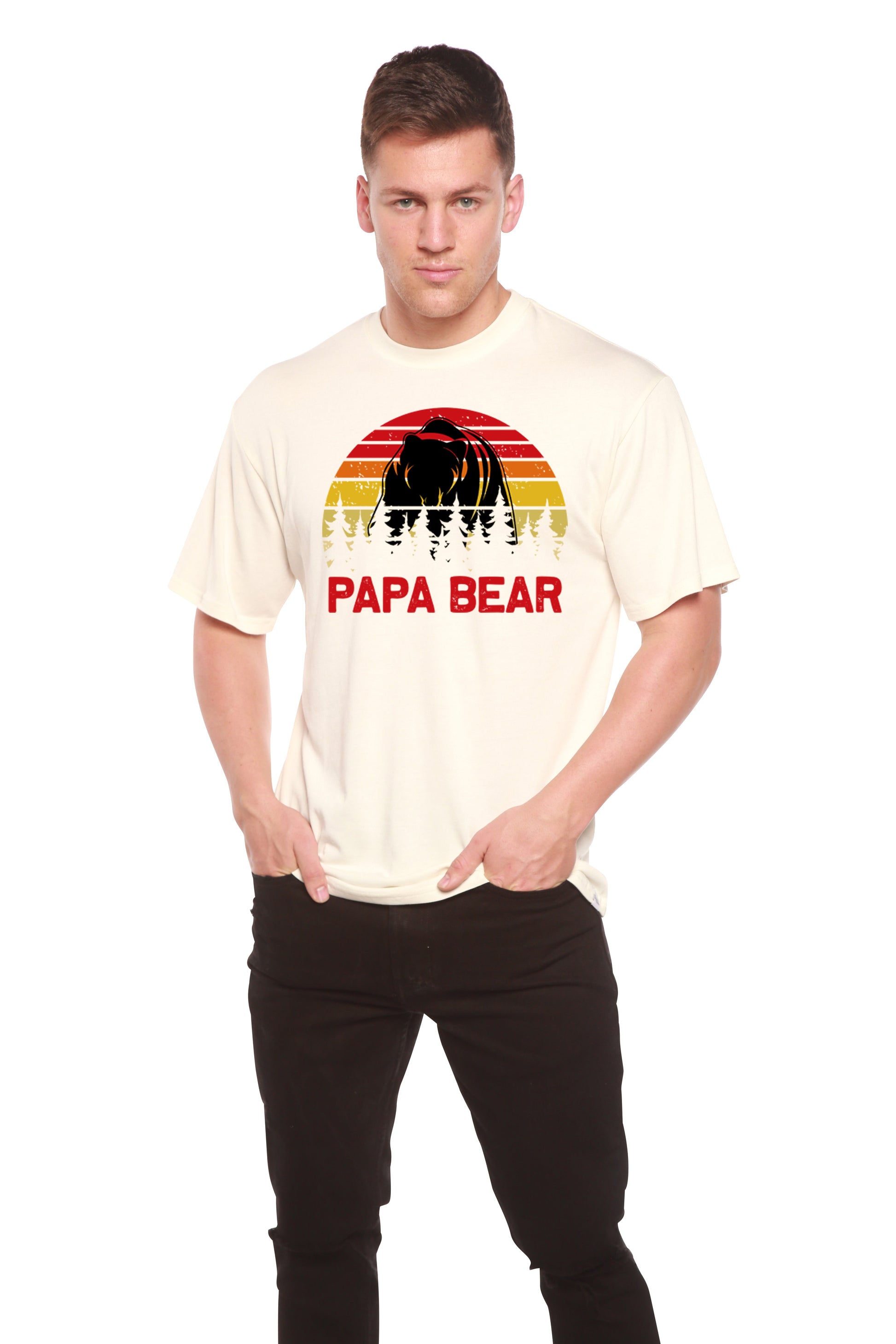Papa Bear men's bamboo viscose/organic cotton short sleeve graphic tee with bear silhouette on Tampa Home & Garden Store