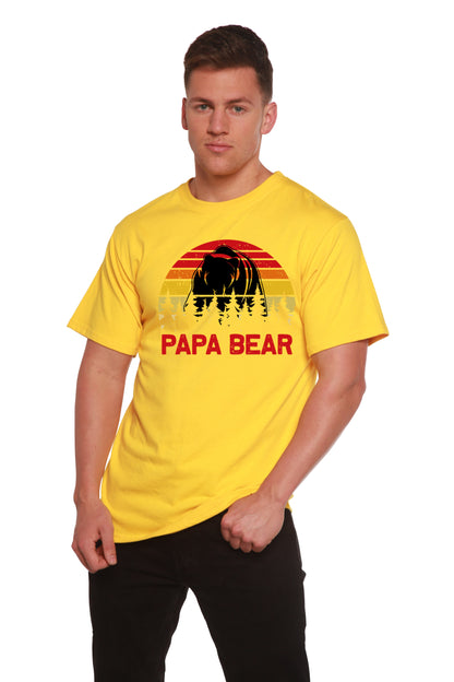 Papa Bear men's bamboo viscose/organic cotton tee yellow with bear silhouette graphic on Tampa Home & Garden Store