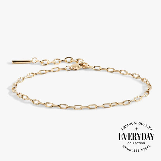 Everyday Paperclip Chain Bracelet by Alex and Ani, gold-tone paperclip links with bar clasp on Tampa Home & Garden Store