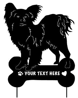 Papillon garden stake or wall hanging silhouette by Rustica Ornamentals with customizable text on Tampa Home & Garden Store