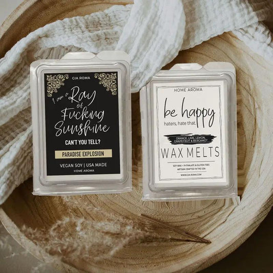 Wax melts Paradise Scent Tropical Vanilla gift set Gia Roma, two clear clamshell wax tarts on Tampa Home & Garden Store