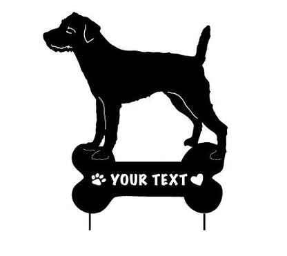 Parson Jack Russell Terrier stake Rustica Ornamentals black metal dog bone plaque style 2 on Tampa Home & Garden Store