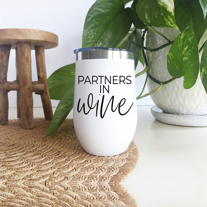 Gia Roma 17oz white matte wine tumbler with stainless lid, Partners in wine design on Tampa Home & Garden Store
