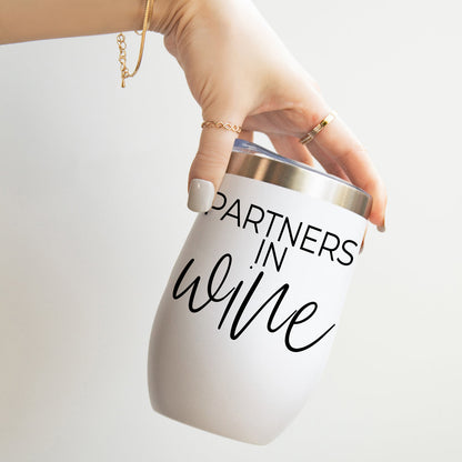Wine Partners 17oz tumbler Gia Roma white matte finish with stainless lid on Tampa Home & Garden Store