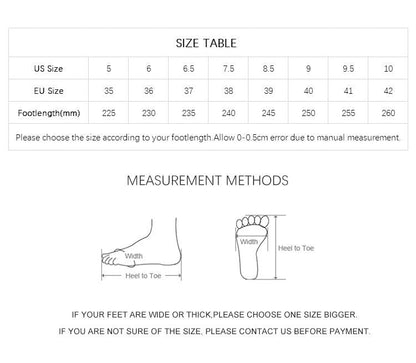 Stevvex sandals size chart and measurement guide with US/EU sizes and footlength diagrams on Tampa Home & Garden Store