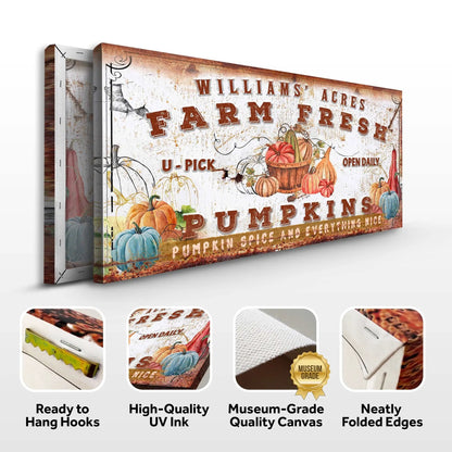 Farm Fresh Pumpkins Sign canvas by Tailored Canvases, rustic pumpkin collage for crafting on Tampa Home & Garden Store