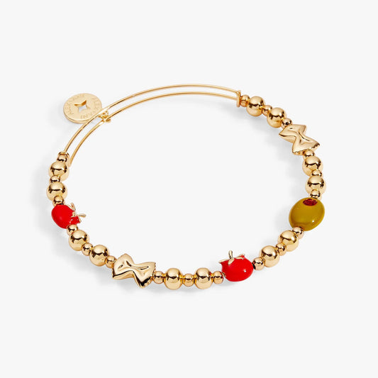 Pasta Girl Beaded Bangle by Alex and Ani gold-tone bracelet with star-disk charm and red beads on Tampa Home & Garden Store