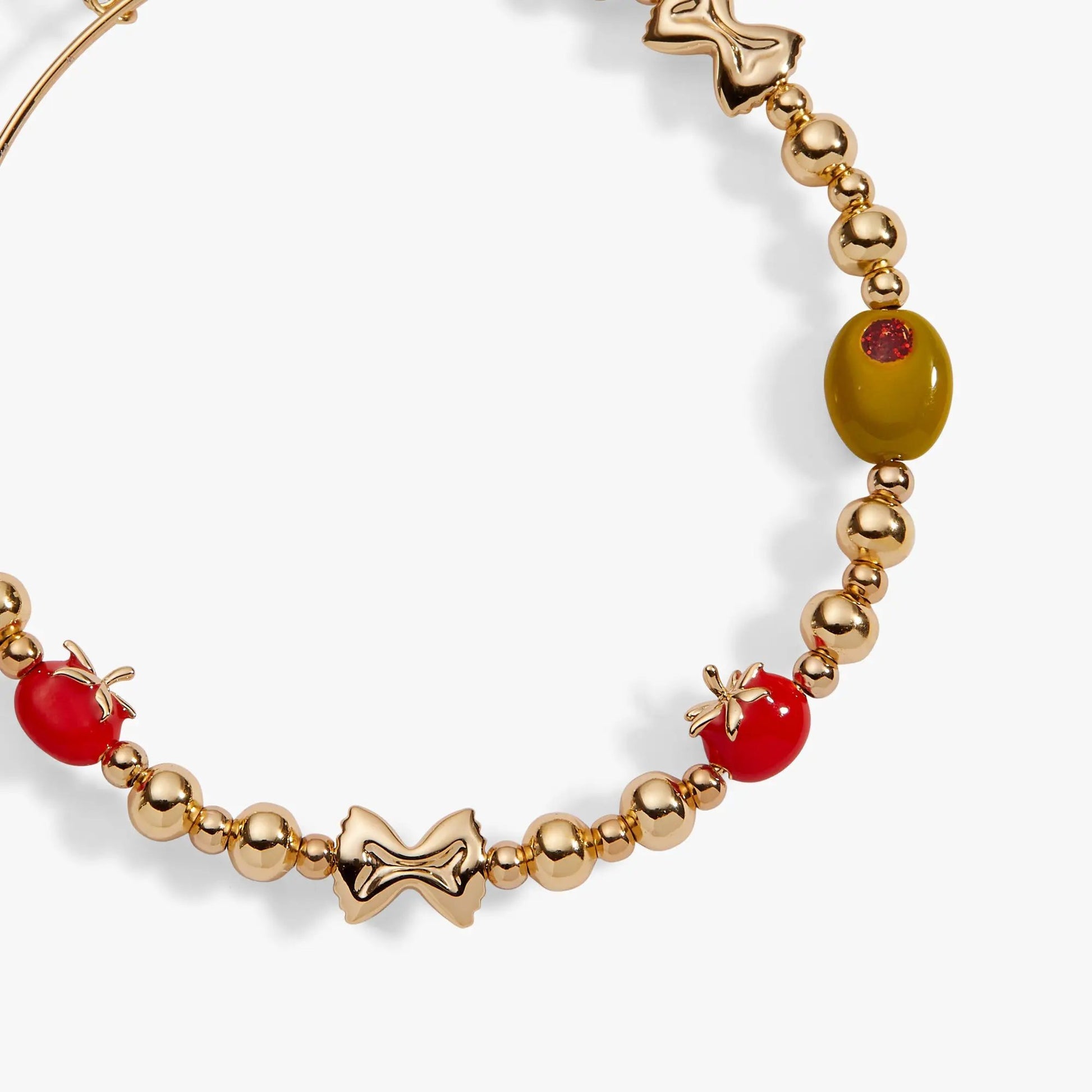 Bracelet Pasta Girl Beaded Bangle by ALEX AND ANI, gold-tone beads with yellow oval charm on Tampa Home & Garden Store