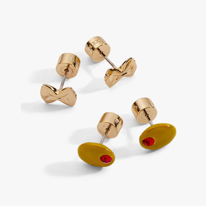 Pasta Girl Olive Bow Tie Earrings Set of 2