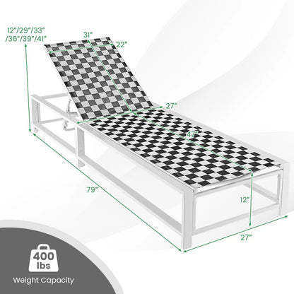 Outdoor Adjustable Chaise Lounge Chair with Wheel