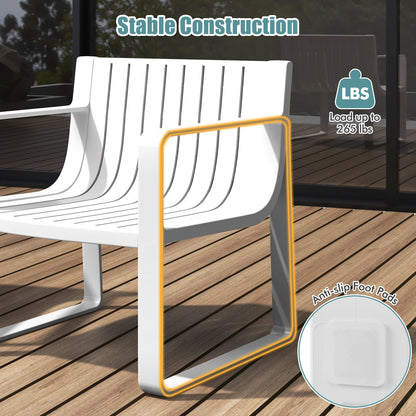 Patio Chairs Set of 2 with Curved Backrests and Seats-White
