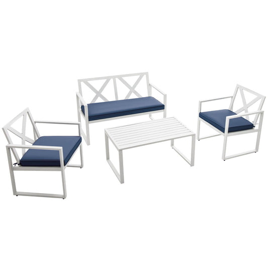 4 Pieces Outdoor Conversation Set with Sturdy Steel Frame - Tampa Home & Garden Store