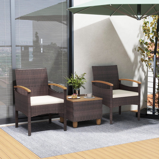Patio Dining Chairs Set of 2/4 with Acacia Wood Armrest and Heavy Duty Metal Frame-2 Pieces - Tampa Home & Garden Store