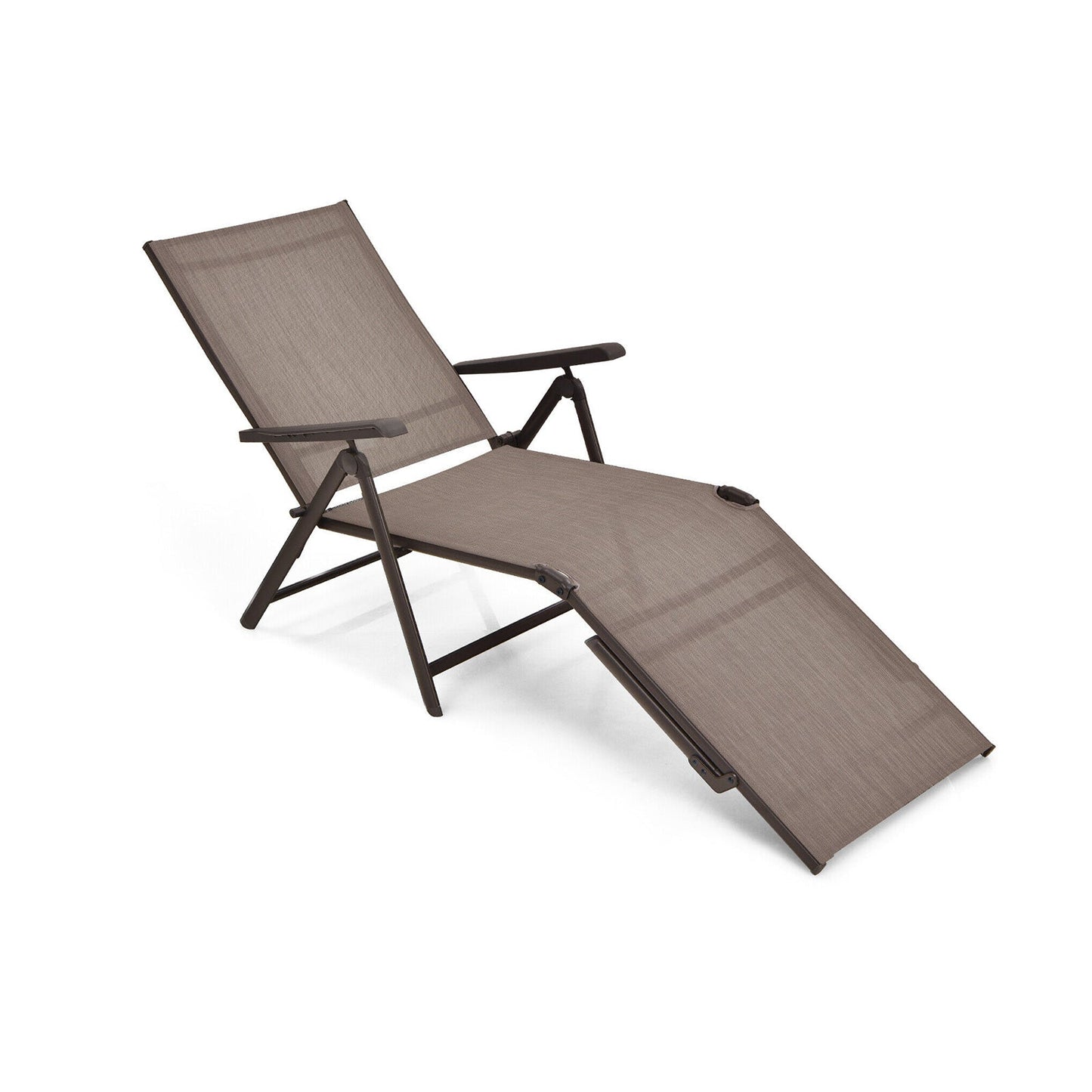 Tumbona plegable de patio con respaldo y reposapiés - Negra