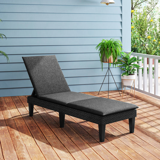 Patio Lounge Chair 3-Position Adjustable Backrest and Cushion - Tampa Home & Garden Store