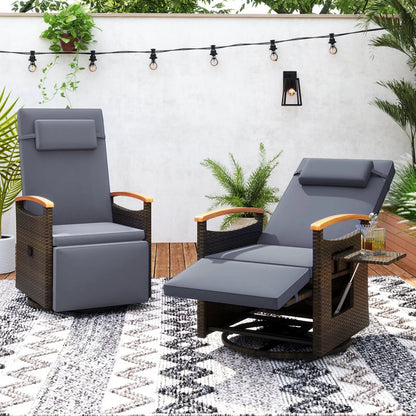 Swivel Chaise Lounge Set with Adjustable Backrest