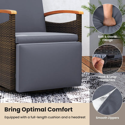 Swivel Chaise Lounge Set with Adjustable Backrest