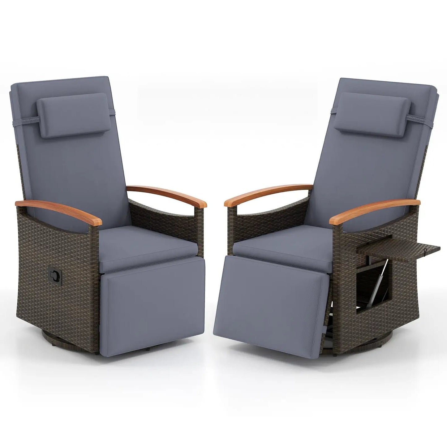Swivel Chaise Lounge Set with Adjustable Backrest