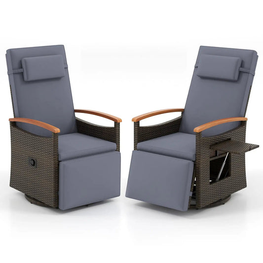 Swivel Chaise Lounge Set with Adjustable Backrest