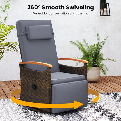 Swivel Chaise Lounge Set with Adjustable Backrest