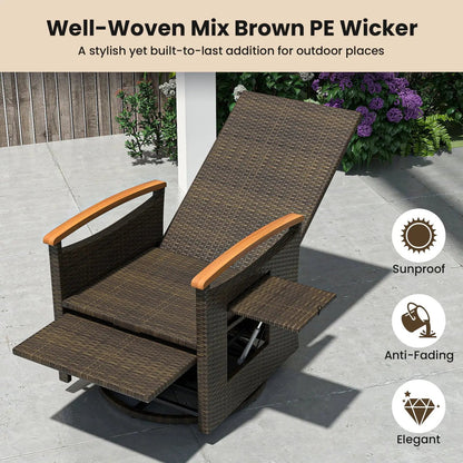 Swivel Chaise Lounge Set with Adjustable Backrest
