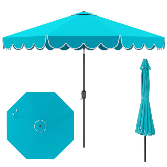 10 Feet Patio Umbrella Outdoor Market Umbrella with Crank Tilt Adjustment-Turquoise