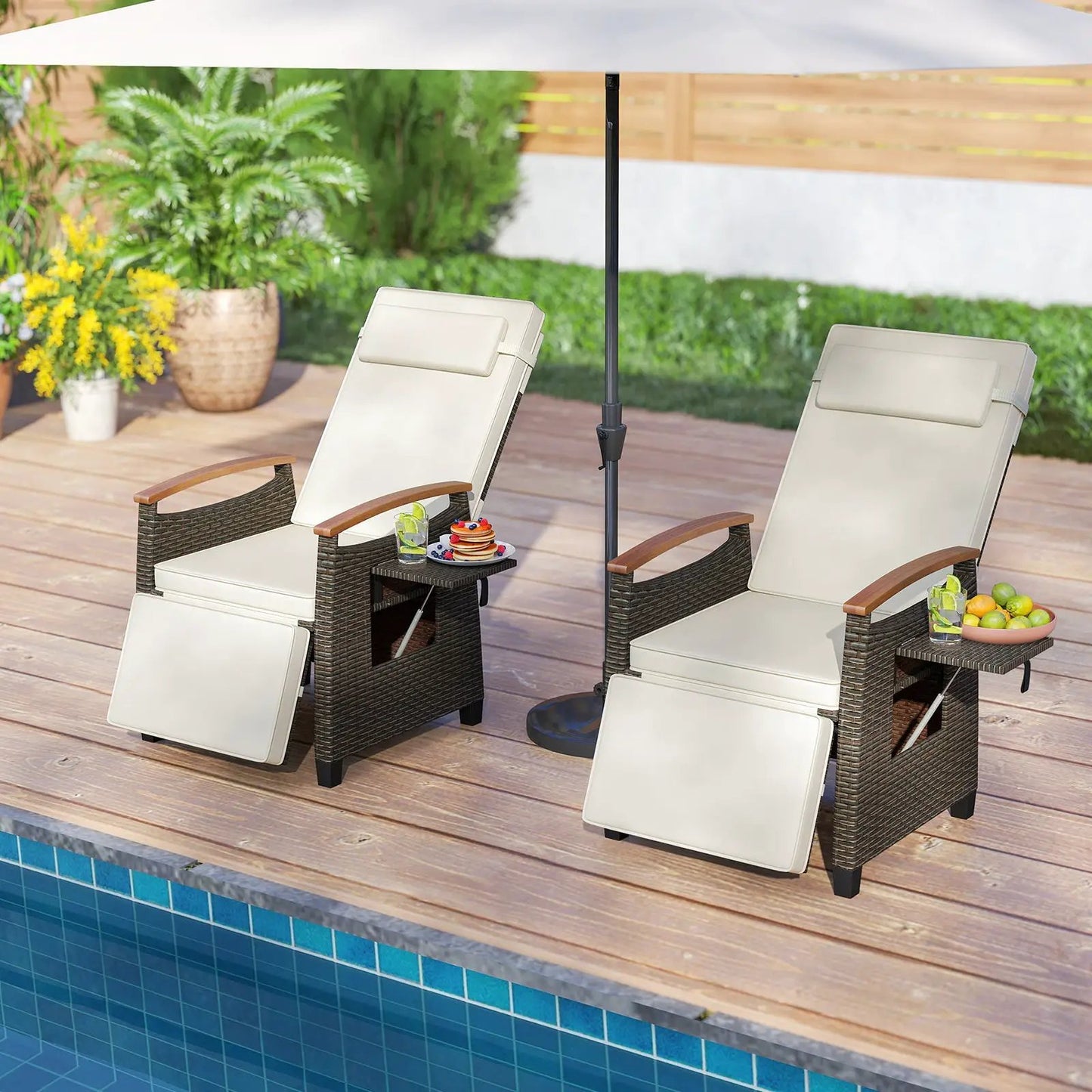 Double Camping Chair Cup Holders Mesh Pockets
